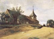 Jean Baptiste Camille  Corot, L'eglise de Lormes (mk11)